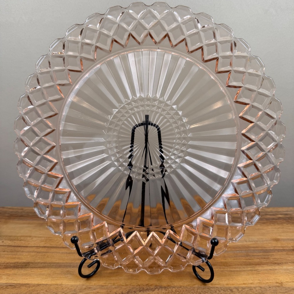 Anchor Hocking Waterford Pink Depression Glass Dinner Plate Waffle 9.25in